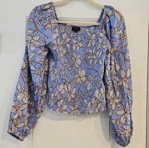 Jessica Simpson Floral Periwinlke and Orange Top